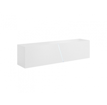 Závěsná Tv komoda SIMENA, bílá mat / bílý lesk / LED osvětlení RGB