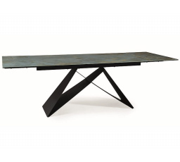 Jídelní stůl WESTIN CERAMIC, OSSIDO VERDE, Tyrkys/Černý mat, 160(240)x90 cm