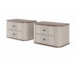 Sada závěsných nočních stolků Vesper 56 cm - kašmír / ořech / černé úchyty