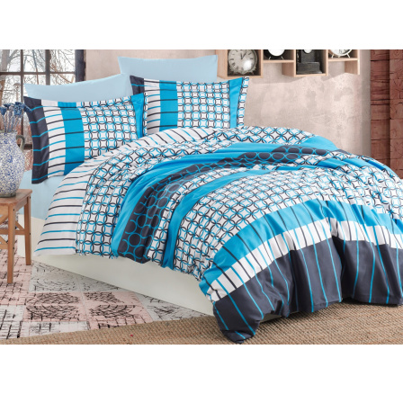 Povlečení bavlna 140x200, 70x90cm Metis blue nitěný knoflík