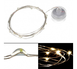 Řetěz s LED světýlky - na knoflíkovou baterii, teplá žlutá barva