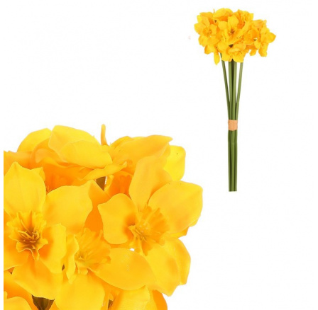 Narcis - umělá kytice, 6 květů, žlutá barva
