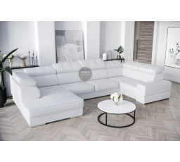Rohová sedací souprava ROYAL MAX I 210x375x185 - bílá eko kůže , pravá