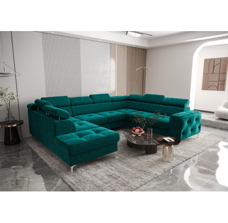 Rohová sedací souprava ORION MAX I s funkcí spaní 225X350X255 cm - tyrkysová, pravá