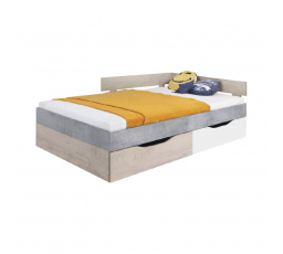 Postel SIGMA  SI16 L/P 120x200 cm, Bílý Lux + Beton + Dub sklad