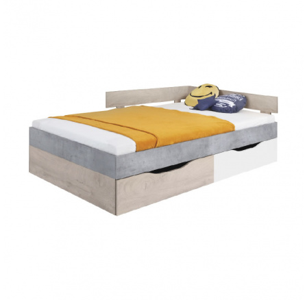 Postel SIGMA  SI16 L/P 120x200 cm, Bílý Lux + Beton + Dub sklad