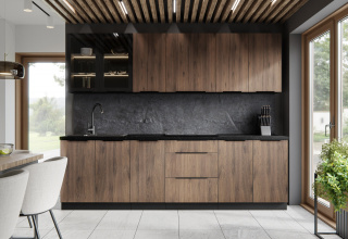 Kuchyně MONZA - Černá/Ořech