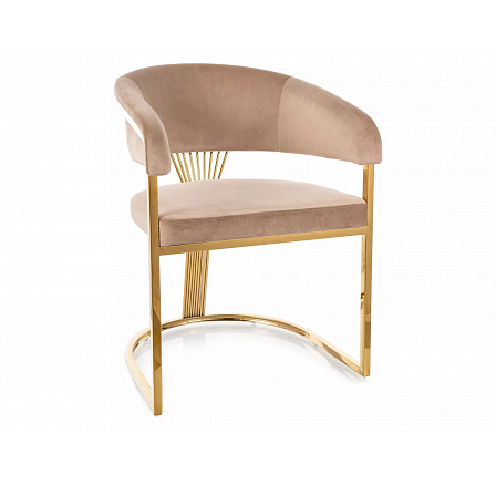 Jídelní židle CROWN VELVET, Béžový Bluvel 28/Zlatá