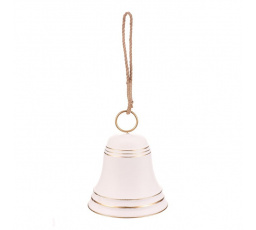Zvonek - závěsná ozdoba, kov, bílý