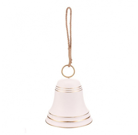 Zvonek - závěsná ozdoba, kov, bílý