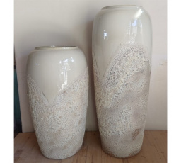 Váza keramická - výška 90 cm, světle šedá