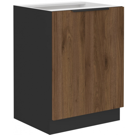 Dolní skřínka MONZA - 60 D 1F BB, Černá mat/Ořech