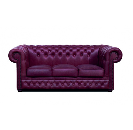 Pohovka Chesterfield Lord 3 kůže bordó