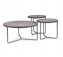 Konferenční stůl DEMETER - set 3 stolů, efekt betonu/černá