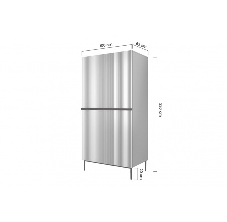 Skříň Nicole 100 cm - modrá MDF / černé nožky