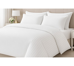 Hotelové povlečení 140x220, 70x90cm Atlas gradl Bílý - česaný 145g/m2, proužek 2cm nitěný knoflík