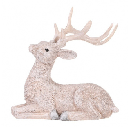 Jelen - polyresinová figurka, sedící, vel. L, bílý Jelen - polyresinová figurka, sedící, vel. L, bílý