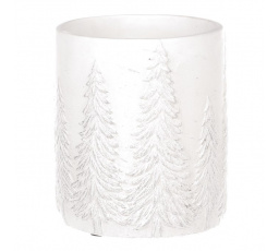 Váza betonová - motiv stromků, bílo-stříbrná