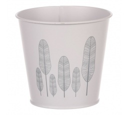 Obal kovový - kulatý s peříčky, barva šedá