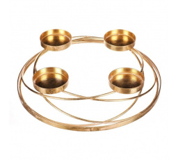 Svícen kovový - adventní, barva zlatá