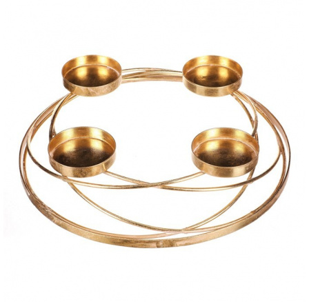 Svícen kovový - adventní, barva zlatá Svícen kovový - adventní, barva zlatá