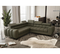 Rohová sedací souprava ASPEN MAX 260x260 cm přírodní kůže - pravá, Olivová kůže