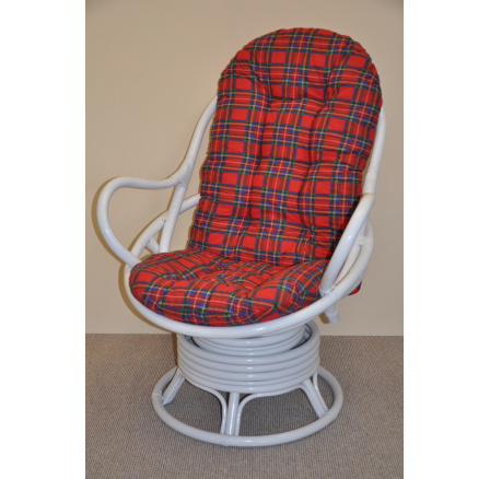 Ratanové houpací křeslo Swivel Helsinky bílé polstr červený Ratanové houpací křeslo Swivel Helsinky bílé polstr červený