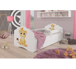 Postel s matrací, zábranou a šuplíkem CASIMO LION 160x80 Bílá