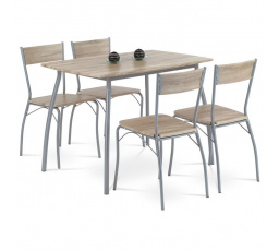 Jídelní set s 4 židlemi, 110x70x76cm, mdf, dub sonoma, HANS SON
