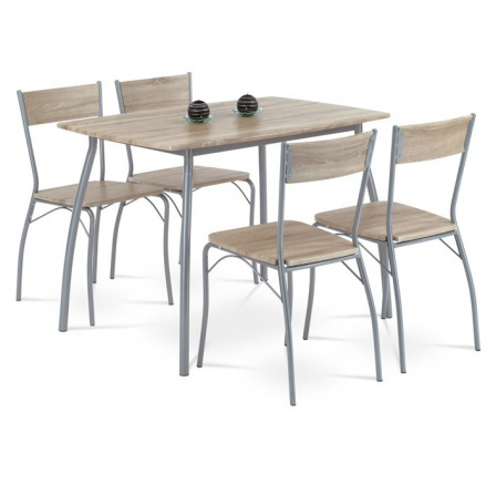 Jídelní set s 4 židlemi, 110x70x76cm, mdf, dub sonoma, HANS SON