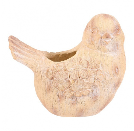 Ptáček - na květiny, magnesium, vzor květin, imitace dřeva
