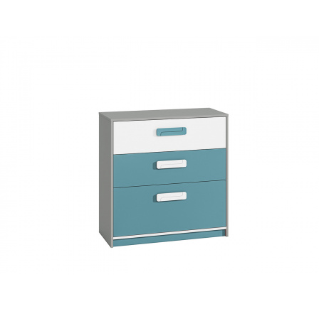 Komoda IQ 10, Šedá Platina/Bílá/Mořská