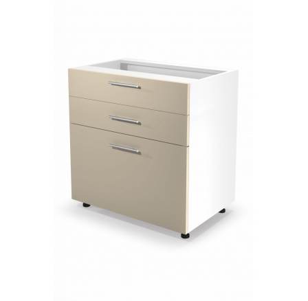 VENTO D3S-80/82 spodní skříňka se zásuvkami, čelní strana mechanismu Hettich: béžová 