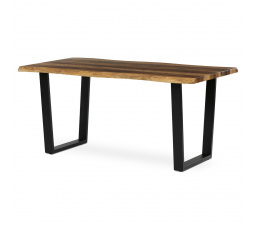 Stůl jídelní, 160x90x75 cm, MDF deska, dekor staré dřevo, kovová nohy ve tvaru U, černý matný lak