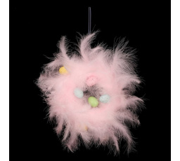 Věnec z peří - pr. 25 cm, barva růžová