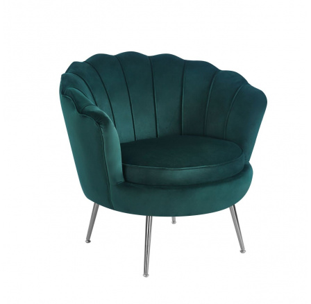 Křeslo velvet zelené /nohy stříbrné/ LC-032-1