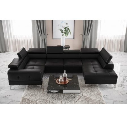 Rohová sedací souprava TOSCANIA MAX I 170x350x185 cm přírodní kůže - černá kůže , levá Rohová sedací souprava TOSCANIA MAX I 170x350x185 cm přírodní kůže - černá kůže , levá