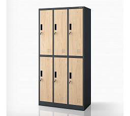 Sociální šatní skříň BHPX antracitová / dub sonoma 6-dveřová: Eco Design IGORT, 900 x 1850 x 450 mm