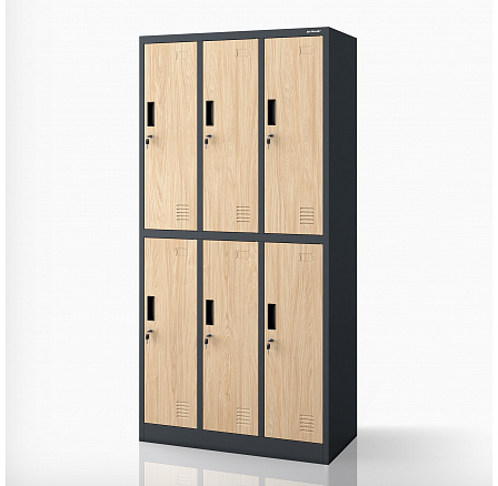 Sociální šatní skříň BHPX antracitová / dub sonoma 6-dveřová: Eco Design IGORT, 900 x 1850 x 450 mm Sociální šatní skříň BHPX antracitová / dub sonoma 6-dveřová: Eco Design IGORT, 900 x 1850 x 450 mm