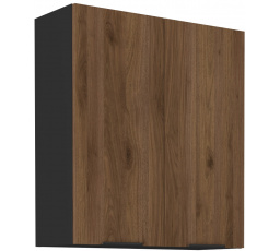 Horní skřínka MONZA - 80 G-90 2F, Černá mat/Ořech