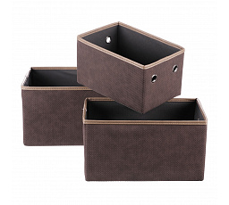 Koš látkový - skládací, hnědý, cena za sadu 3 ks