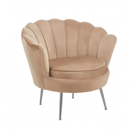 Křeslo velvet cappuccino /nohy stříbrné/ LC-032-1
