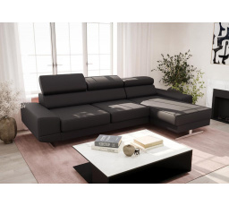 Rohová sedací souprava MILANO MINI přírodní kůže - černá kůže, pravá