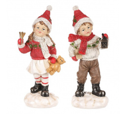 Děti v červeném - polyresin, stojící, mix 2, cena za 1 ks