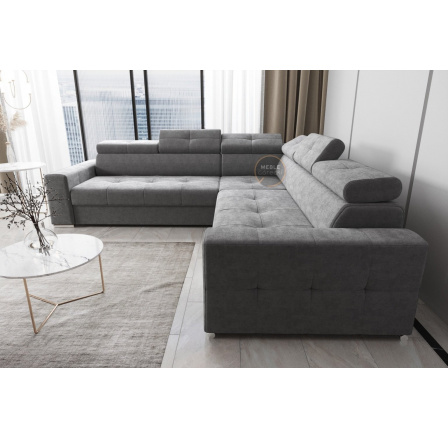 Rohová sedací souprava s funkcí spaní MARGO MAX 270x270 - šedá , pravá