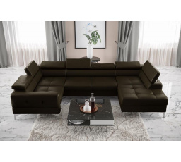 Rohová sedací souprava TOSCANIA MAX I 170x350x185 cm přírodní kůže - levá, Kůže olivově hnědá