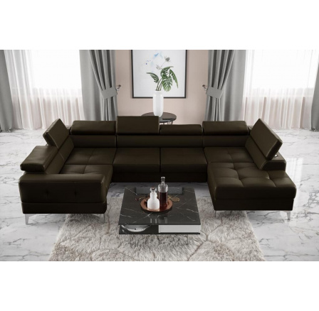 Rohová sedací souprava TOSCANIA MAX I 170x350x185 cm přírodní kůže - levá, Kůže olivově hnědá Rohová sedací souprava TOSCANIA MAX I 170x350x185 cm přírodní kůže - levá, Kůže olivově hnědá