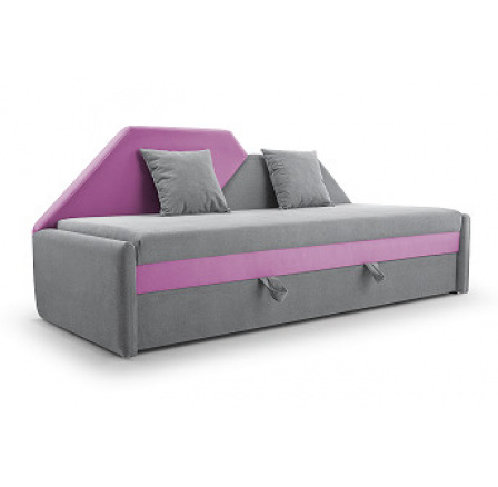 MÁJA - pohovka rozkládací ,látka šedá/růžová SHAGGY25/14 (vzorA) (MAMBA=1BALÍKY) (IZ) (K250-E)