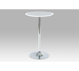Barový stôl bielo-strieborný plast, pr. 60 cm