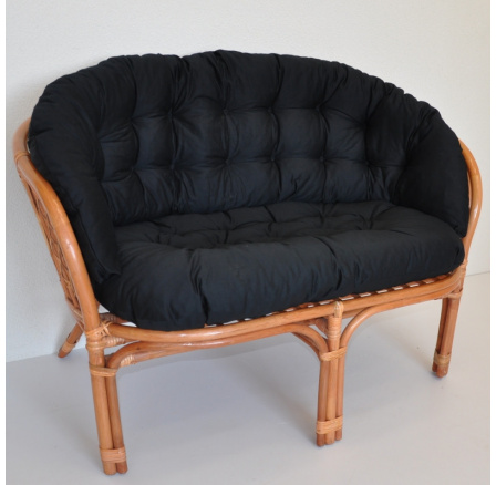 Ratanová lavice Bahama koňak polstr černý kepr MAXI